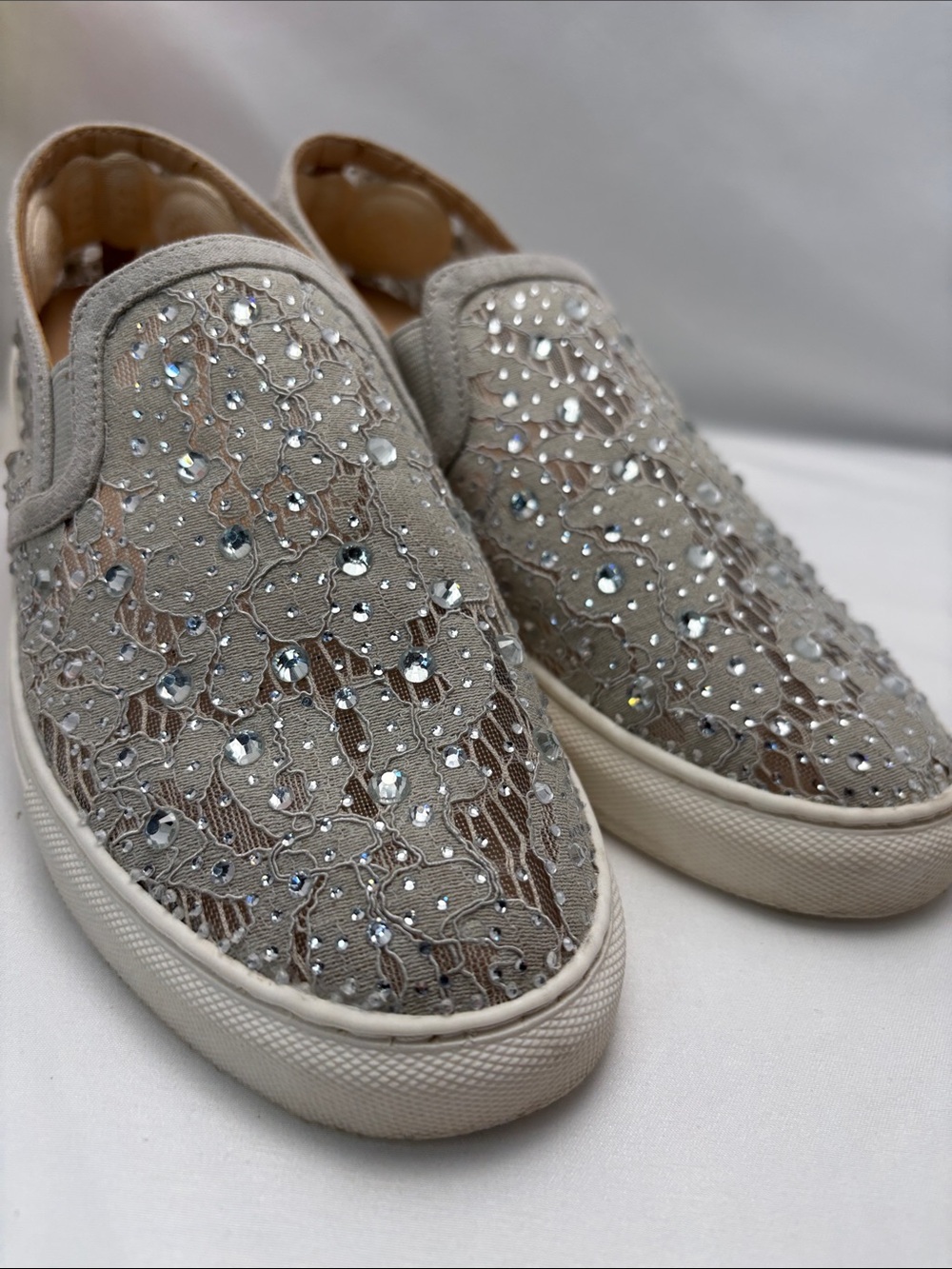 Alex‎ Marie Women’s 7Silver Lace Embellished Slip-On Mules #357